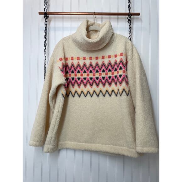 LOFT Womens Sherpa Fleece Sweater Top Cowl Mock Neck Pullover Sweater Top Size L - Picture 1 of 9
